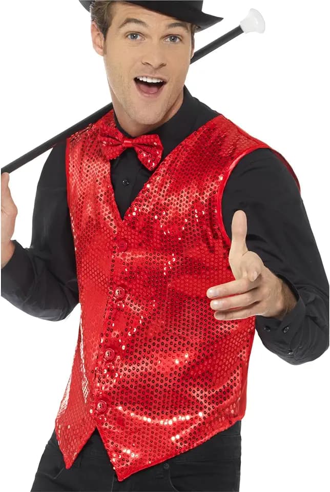 Smiffys, Herren Pailletten Weste Halloween