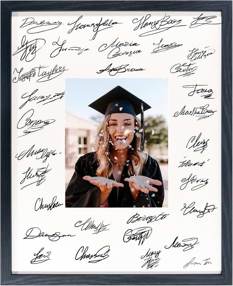 16x20 Signature Picture Frame for 8x10 Photo, Signing Graduation Guest Book