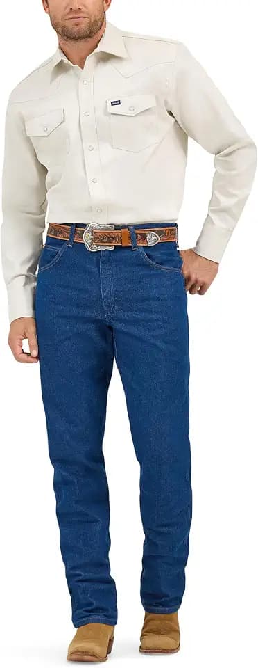 Wrangler Men's Cowboy Cut Firm Finish Western Long Sleeve Snap Work Shirt