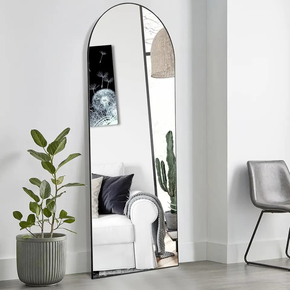 OLIXIS 59"x16.6" Arched Full Length Mirror, Full Body Mirror with Stand