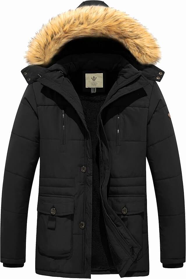 WenVen Winterjacke Herren mit Kapuze Lässig Warme Winddichte Parka