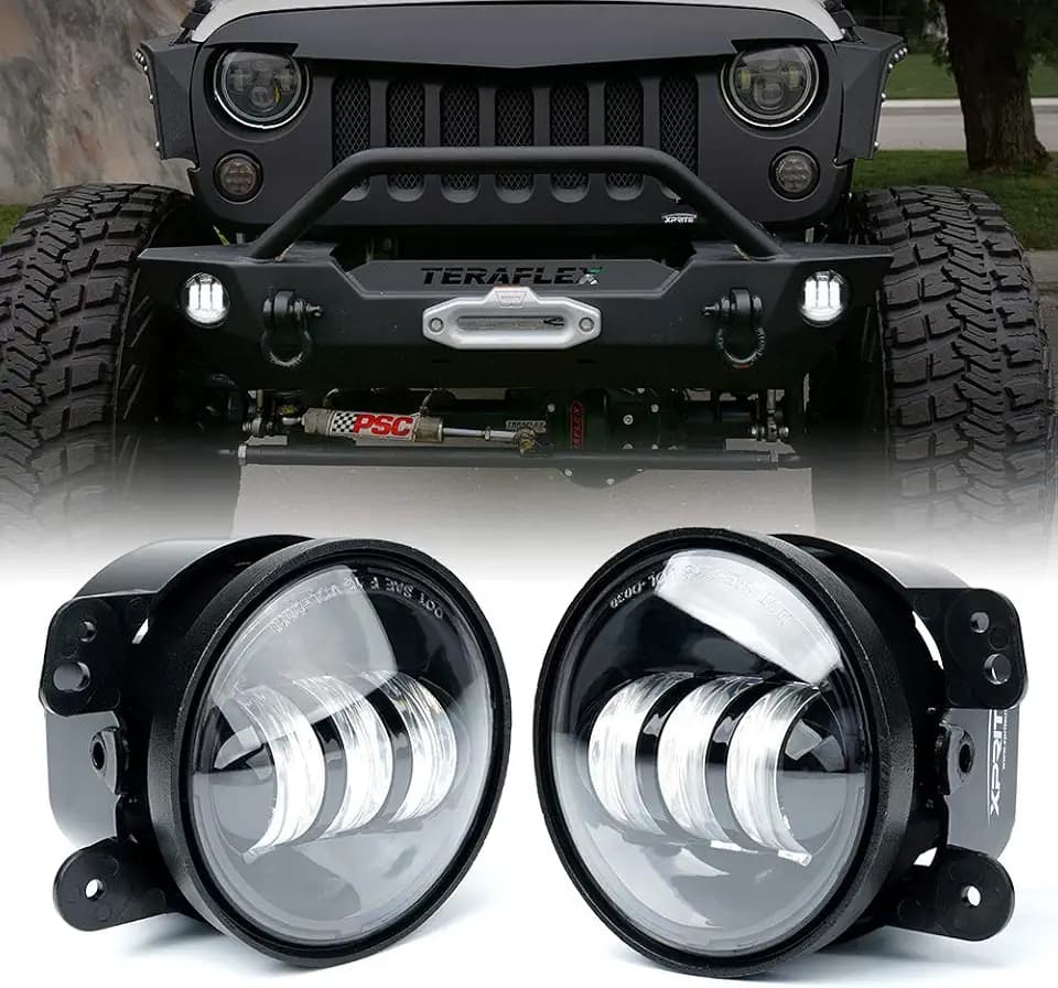4-Inch 60W LED Fog Lights Compatible with 07-18 Jeep Wrangler JK JKU, White