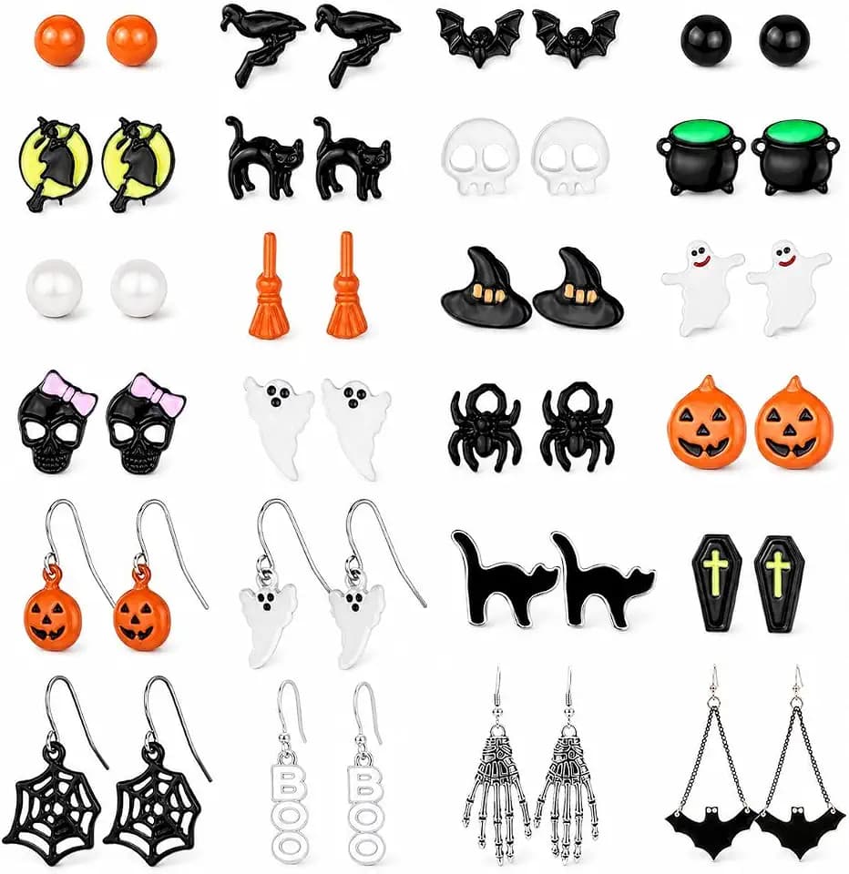 Halloween Earrings for Women Bat Spider Skull Jewelry Gifts Accessories