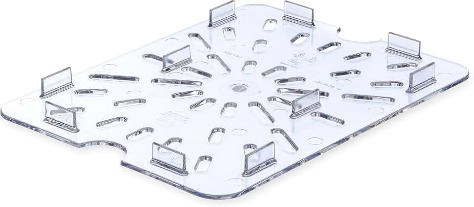 Carlisle FoodService Products StorPlus Drain Shelf, Drip Tray for Half Size Food Pans, 12.75" x 10.38", 6 Count, Clear