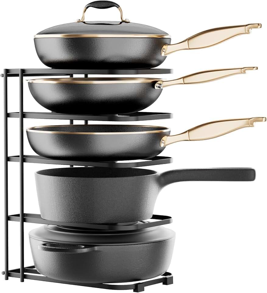 ORDORA 5-Tier Pot and Pan Organizer 13.6", No Assembly Cookware Rack 1-Pack