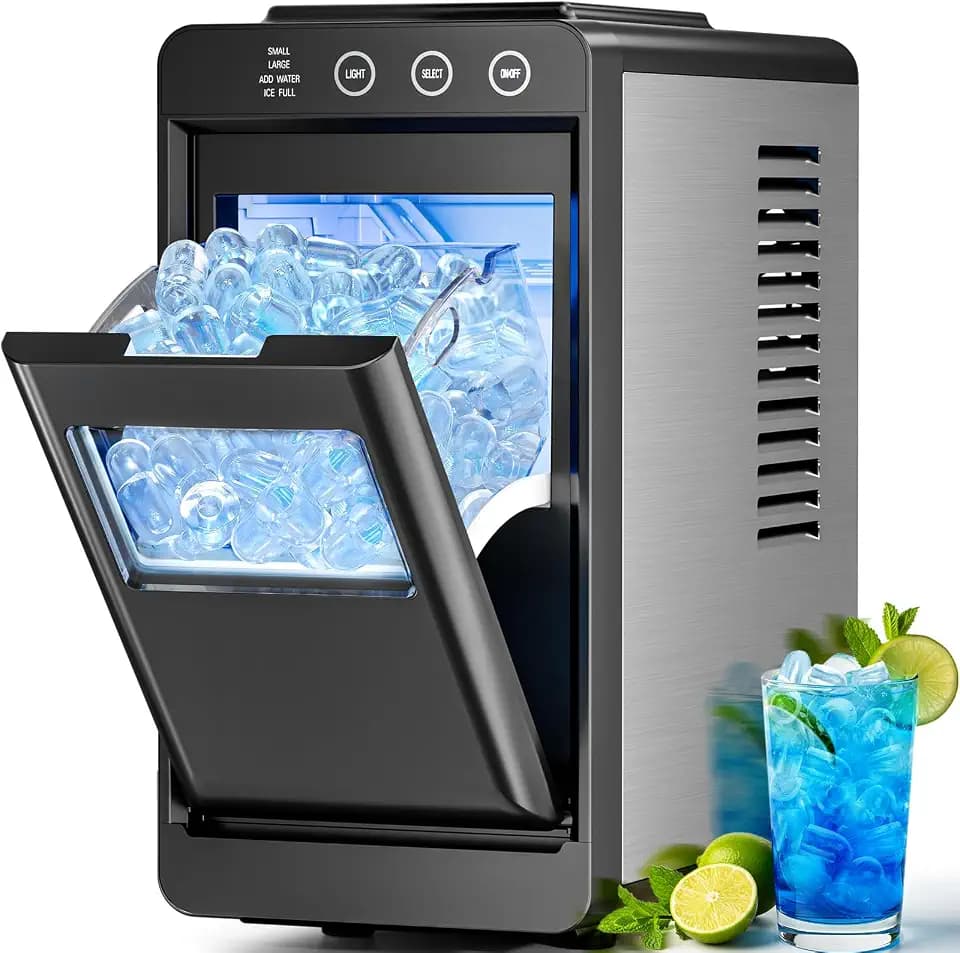 Countertop Portable Ice Maker, 8 Cubes in 6 Mins Fast Ice Making, 26Lbs Ice Per Day Auto Self-Cleaning Ice Machine with Ice Basket & Scoop, Compact Mini Ice Maker for Home Kitchen Office Bar RV Travel