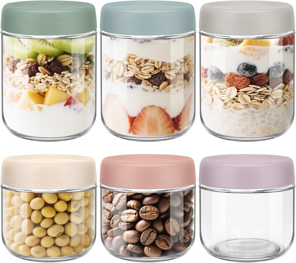 6pcs Overnight Oats Gläser Auslaufsicher & Stapelbar Meal Prep Box