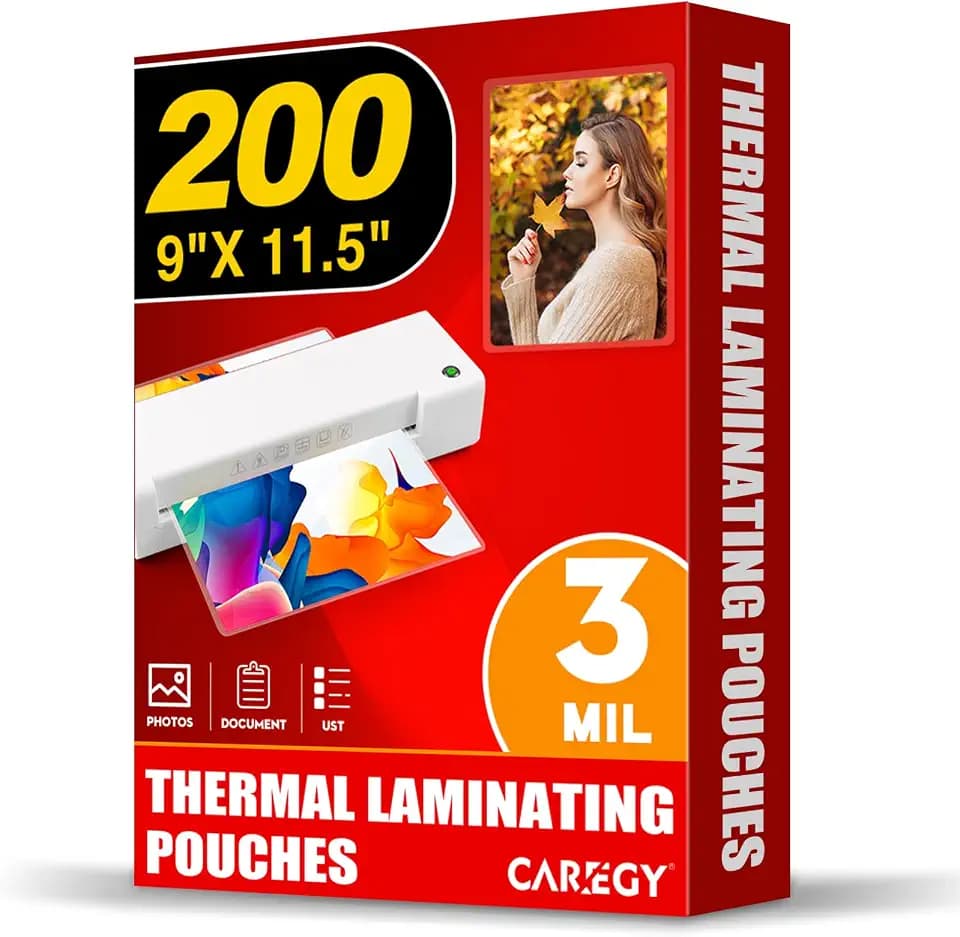 CAREGY Thermal Laminating Pouches, Holds 8.5 x 11 Inch Sheets,200 Pack