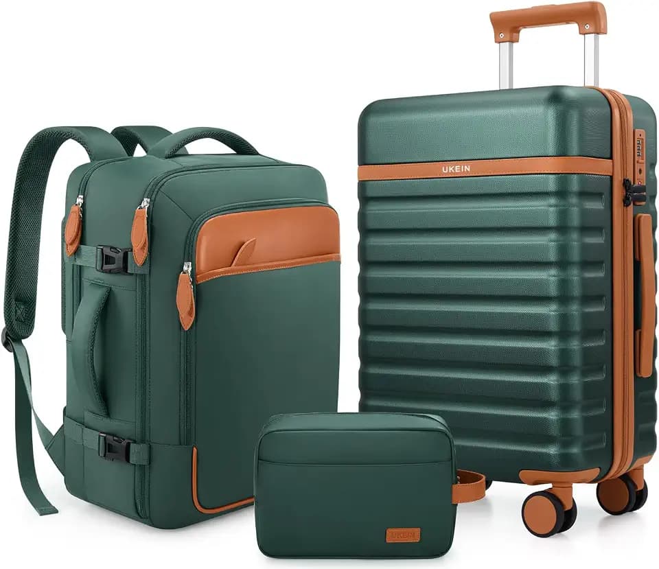 UKEIN Luggage Sets 3Piece, Carry On Luggage 20in Suitcase Set With Backpack