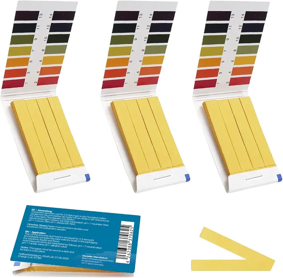 240x pH-Wert 1-14 Teststreifen, Indikator, Testpapier, Lackmuspapier für Wasser, Erde, Getränke und weiterer Substanzen (universell)