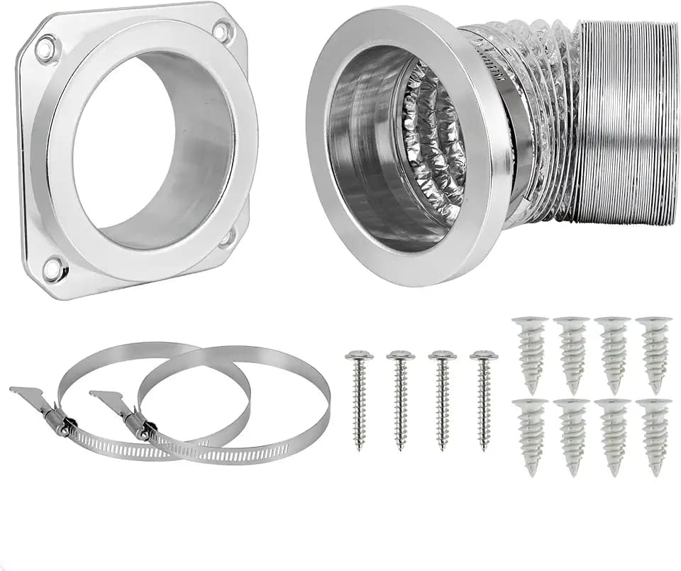 Magnetic Dryer Vent Connector Kit DV180 Aluminum Alloy Shell Magnetic Dryer Vent Easy to Clean, Includes 3.3ft Long Dryer Vent Hose & 2 Clamps