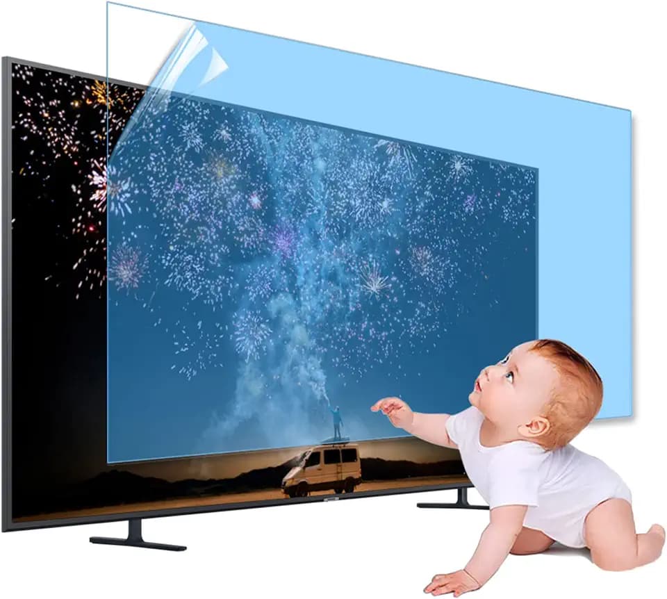 XRRX 43-65 Inch TV Screen Protector, Frosted Matte Anti Glare Outdoor/Indoor Anti Blue LightDustproof Filter Film, Relieve Eye Strain and Sleep Better, for LCD、LED、4K OLED / 65in 1429x804mm