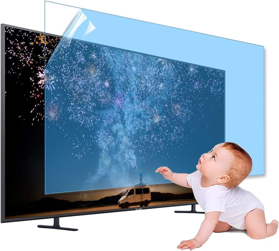 XRRX 43-65 Inch TV Screen Protector, Frosted Matte Anti Glare Outdoor/Indoor Anti Blue LightDustproof Filter Film, Relieve Eye Strain and Sleep Better, for LCD、LED、4K OLED / 43in 942x529mm