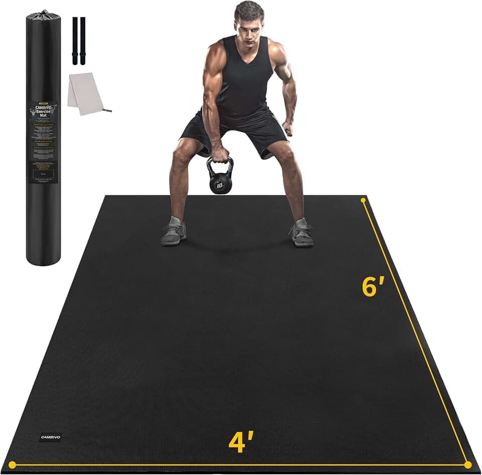 CAMBIVO 8'x6'/7'x5'/6'x4' Large Exercise Mat Workout Mat for Home Gym, 7mm