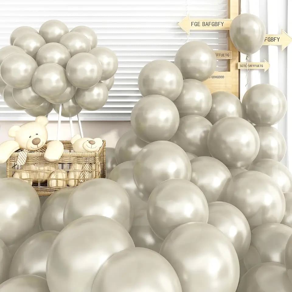 Pearl White Sand Balloons 12 Inch, 60 PCS Beige Cream Off White Pearl Balloons, Boho Neutral Nude Tan Latex Helium Party Balloon for Garland Birthday Wedding Baby Shower Anniversary Party Decorations