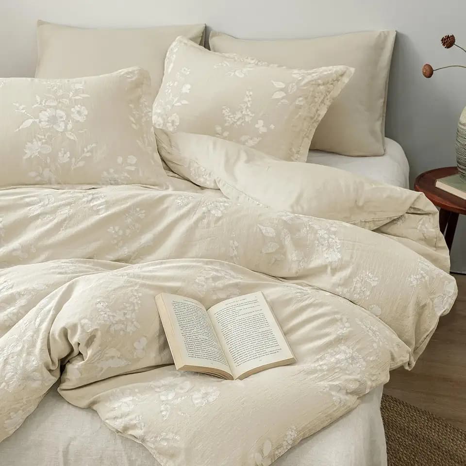 PHF Stone-Washed 100% Cotton Duvet Cover King Size, 104"x90", Formal Grey