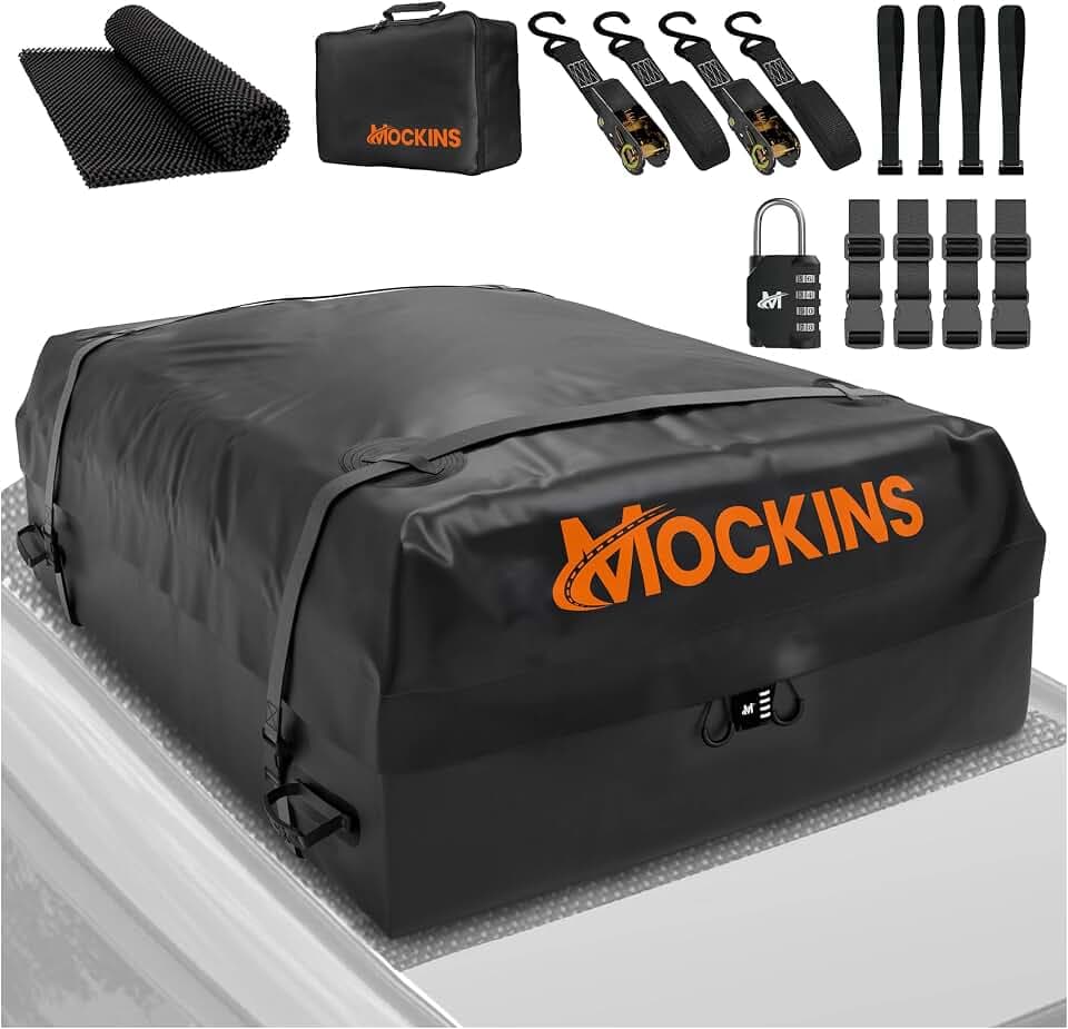 Mockins 25 CuFt Waterproof Rooftop Cargo Bag for Top of Car 60"x43"x17"