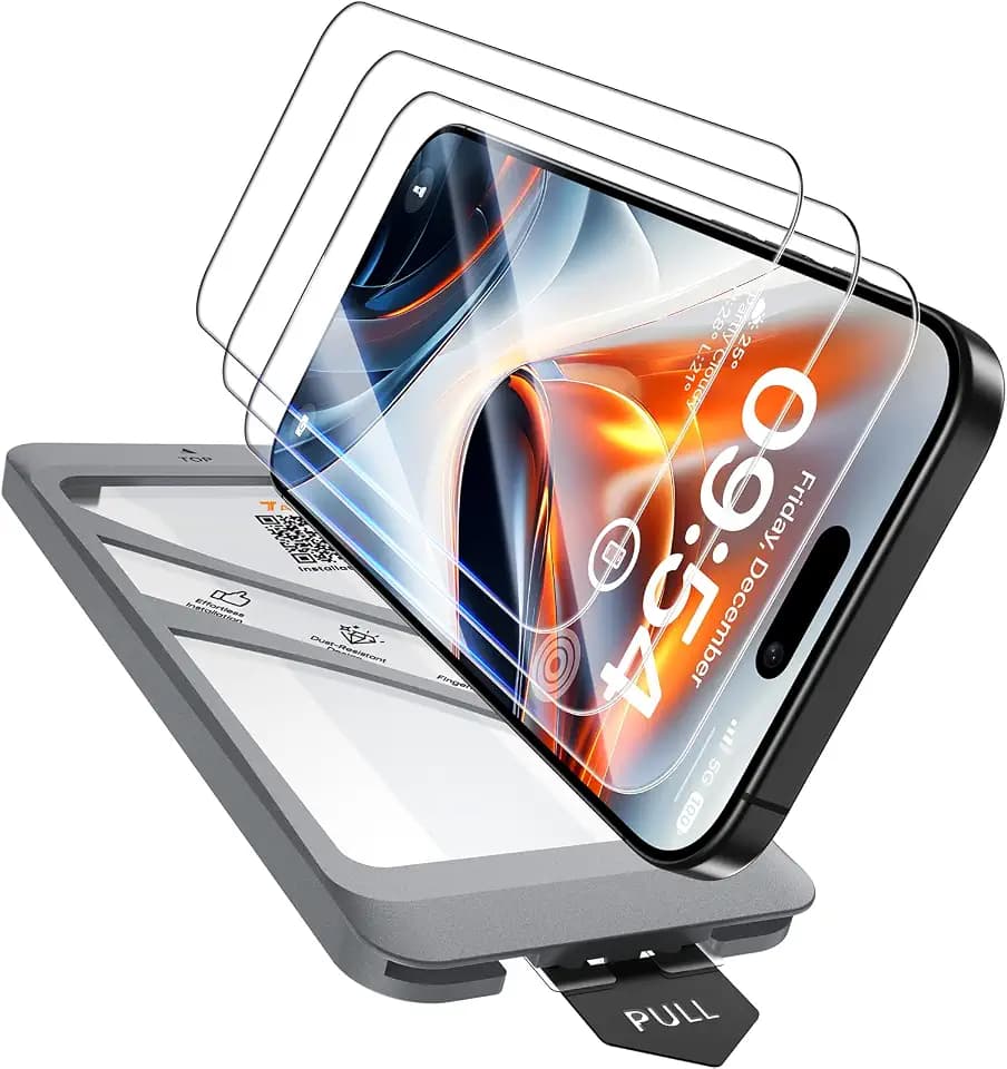 TAURI 3 Stück für iPhone 16 Pro Max Panzerglas 6,9" mit Auto-Installation, Gehärtete Glas Displayschutz, Full Screen Stoßfest Schutzglas, Anti-Fingerabdruck, Anti-Bubbles Schutzfolie