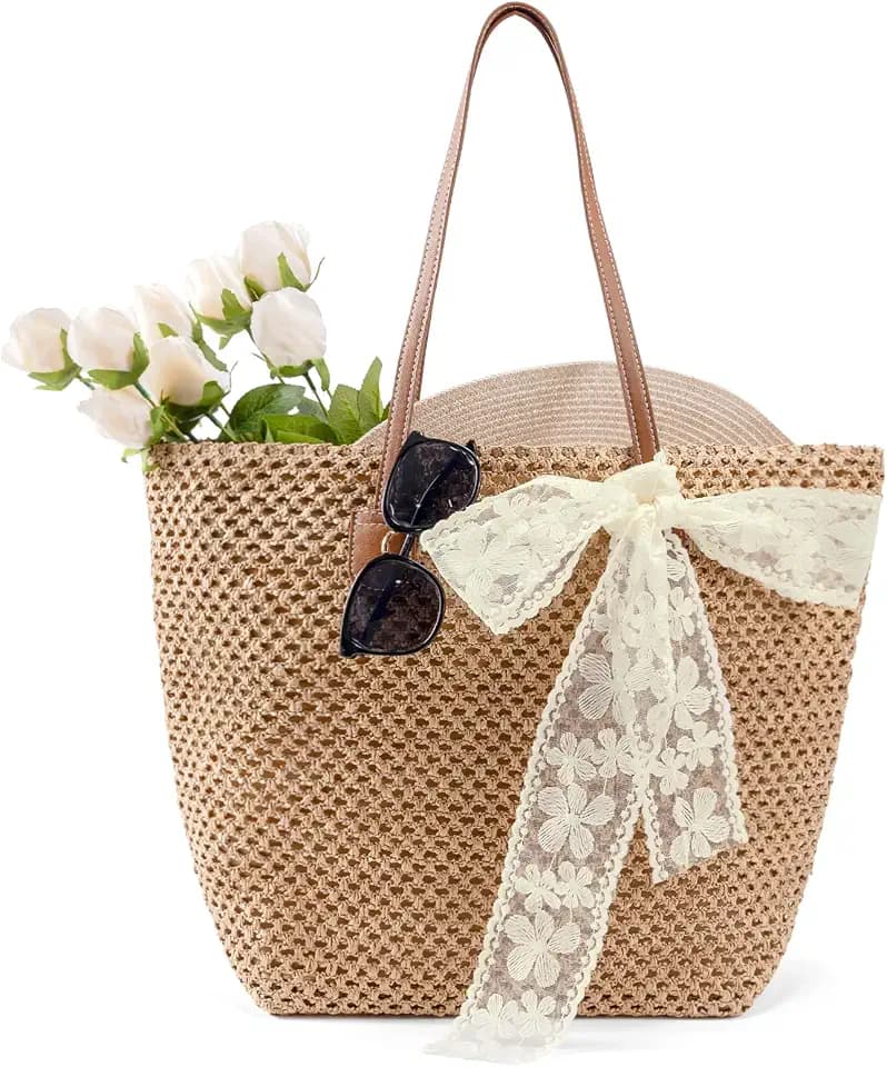 Large Straw Tote Bag for Women Everyday Use