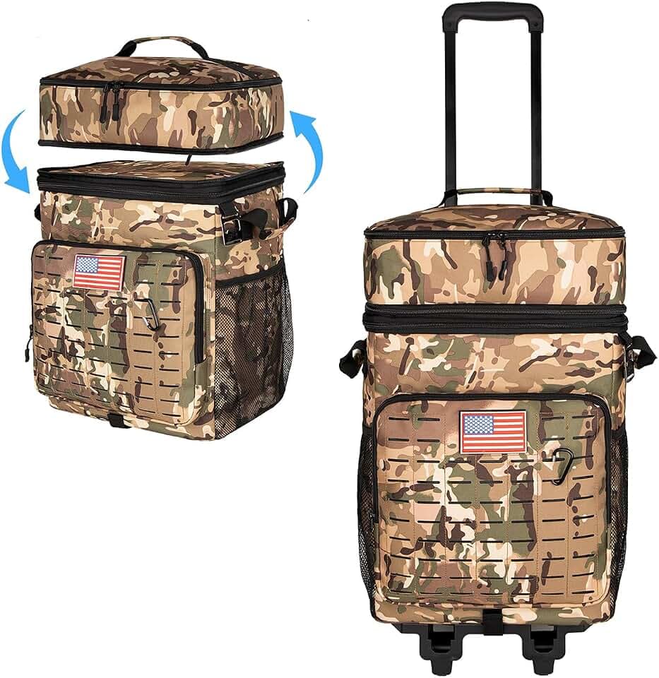 Goloni 72-Can Rolling Cooler with Wheels | 2-Tier Insulated Leakproof Cooler Bag for Camping, Beach, Picnic & Tailgating