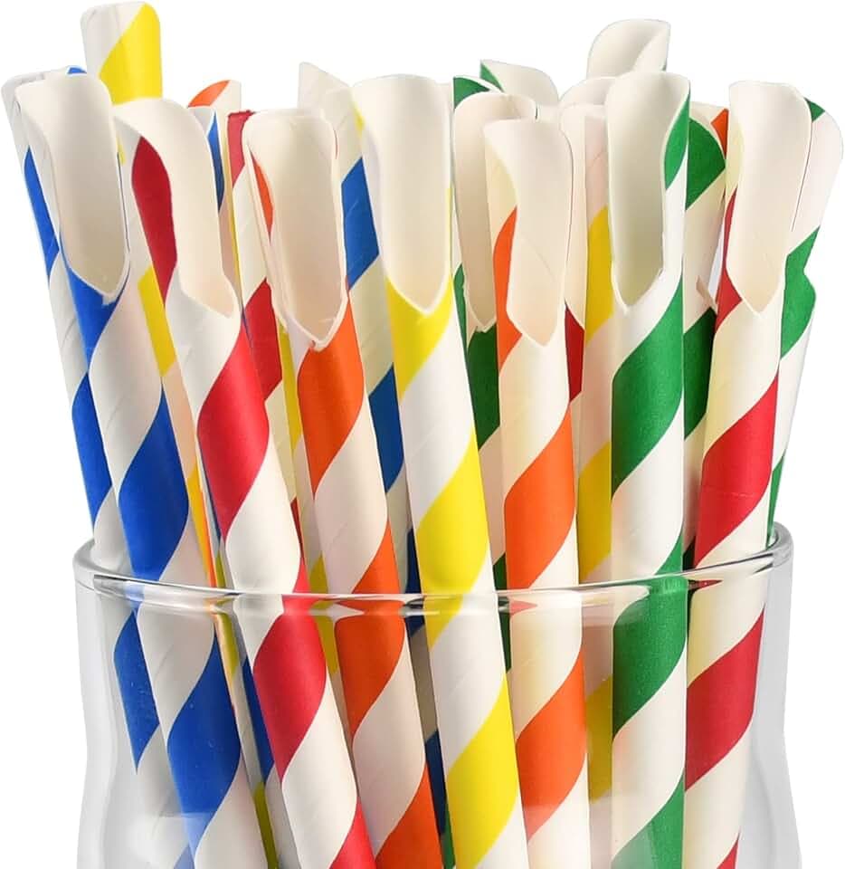 Einweg-Papierlöffel-Strohhalme, Papierschaufel-Strohhalme für Slushy, Milchshakes - 20 x 0,8 cm, 200 Stück (farbig sortiert)