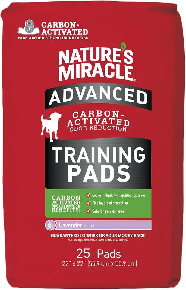 Nature's Miracle Advanced Dog Training Pads, Carbon Activated, 25 Count