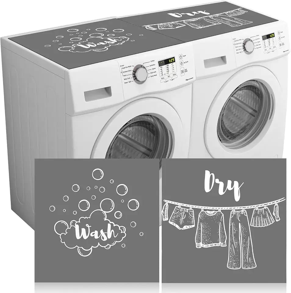 Teenyyou 2 Pcs Washer and Dryer Covers Top Protector Mat Non Slip Washing Machine Cover Dust Proof Quick Drying Protective Dust Cover Pad for Laundry Room Kitchen (26.5 x 26.5 Inch,Classic Style)