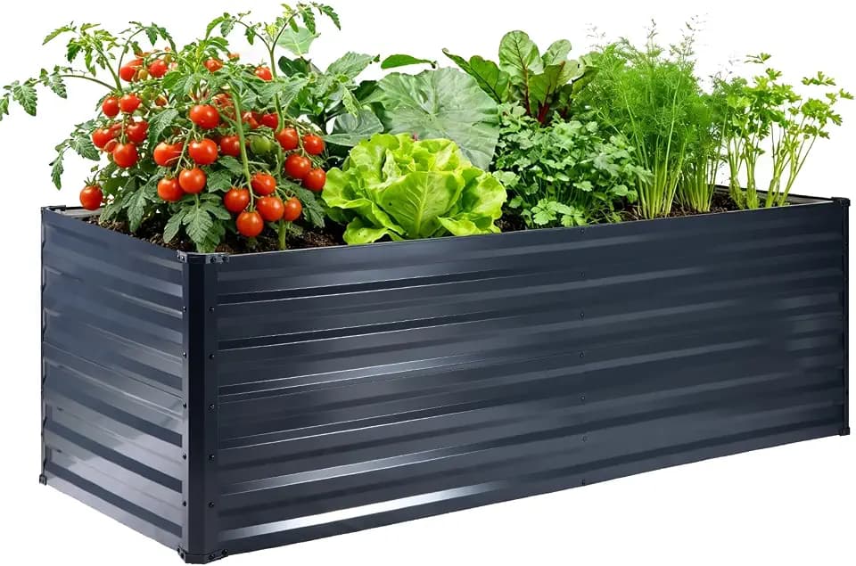 Galvalume Raised Garden Bed 8x4x1.95ft Tall Deep Planter Outdoor