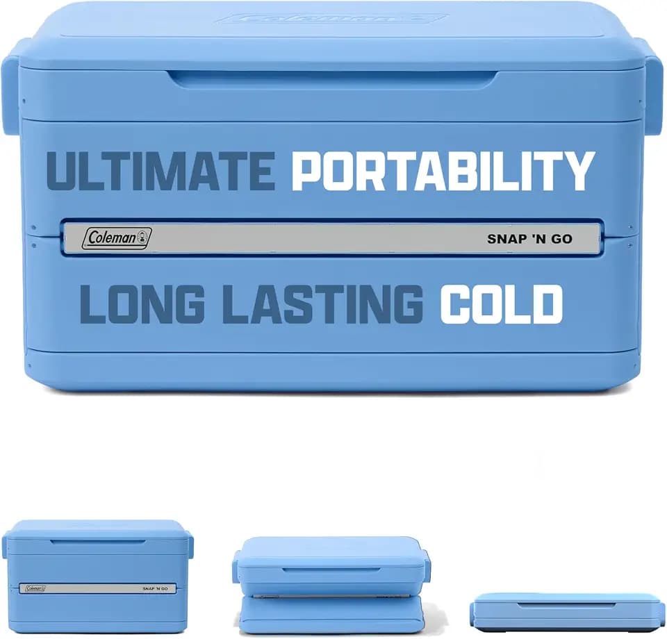 Coleman Snap 'N Go Collapsible Hard Cooler, Blue Sky, 45-Quart