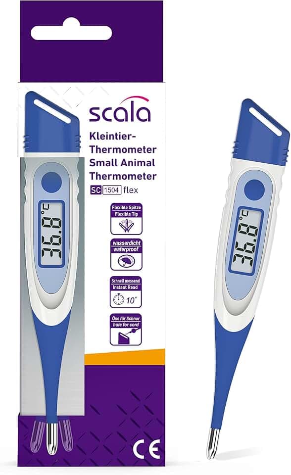 scala SC 1504 flex Haustierthermometer für Kleintiere, mit flexibler Spitze für eine besonders sanfte Messung, Fieberthermometer für Hund & Katze