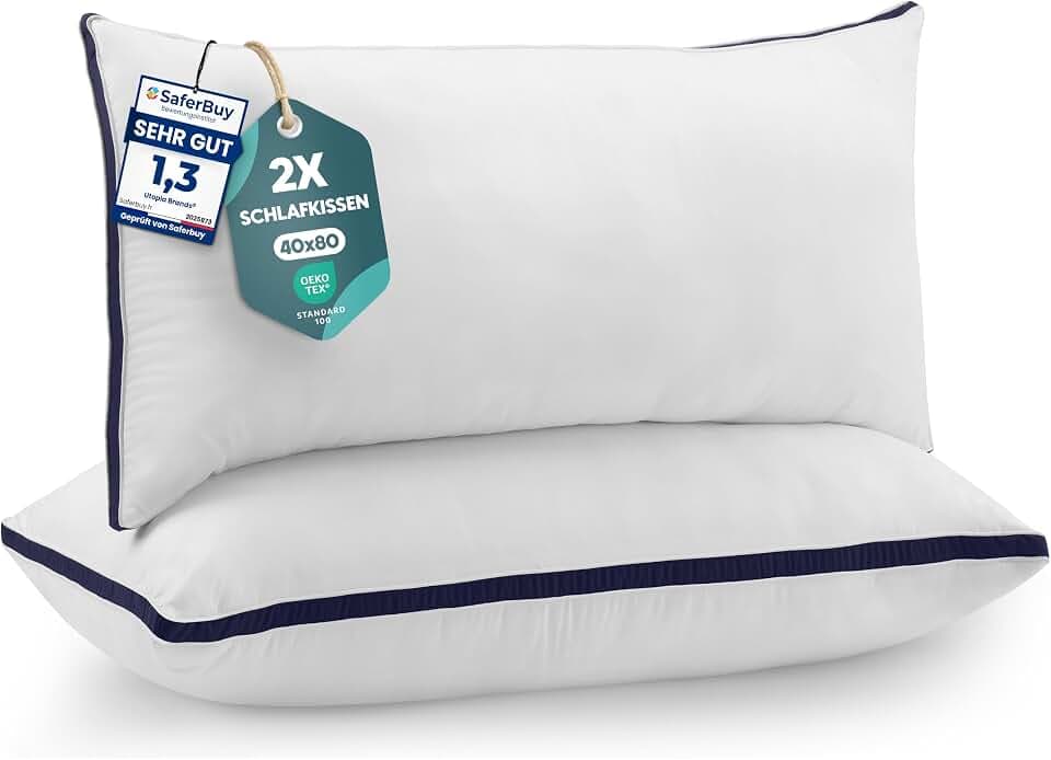 Utopia Bedding Kopfkissen 40x80 2er Set Schlafkissen Atmungsaktiv Kissen | Marineblau Weich bezug aus Mikrofaser Zwickel Kissen für Bett und Dekokissen Kissenfüllung SofaKissen Zierkissen für Couch