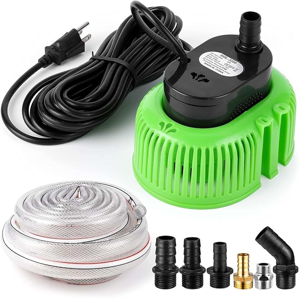 Pool Cover Pump Above Ground, Water Pump for Pool Draining, Submersible Water Pump Sump Pump with 16 Ft Drainage Hose & 25 Ft Extra Long Power Cord (650GPH-Green, Green)