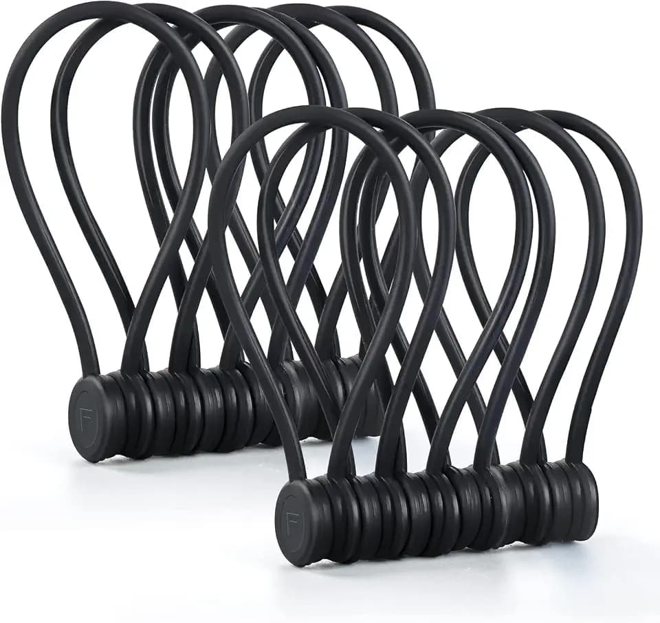 Magnetic Cable Ties – Reusable Silicone Magnetic Cord Organizers for Bundling, Fridge Clips, Book Markers & More – Assorted Colors for Efficient Cable Management (All Black, 12-Pack)