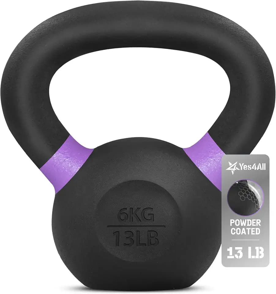 Yes4All 4-32kg Powdercoat Kettlebell aus Gusseisen, Schwunghantel, Kugelgewicht