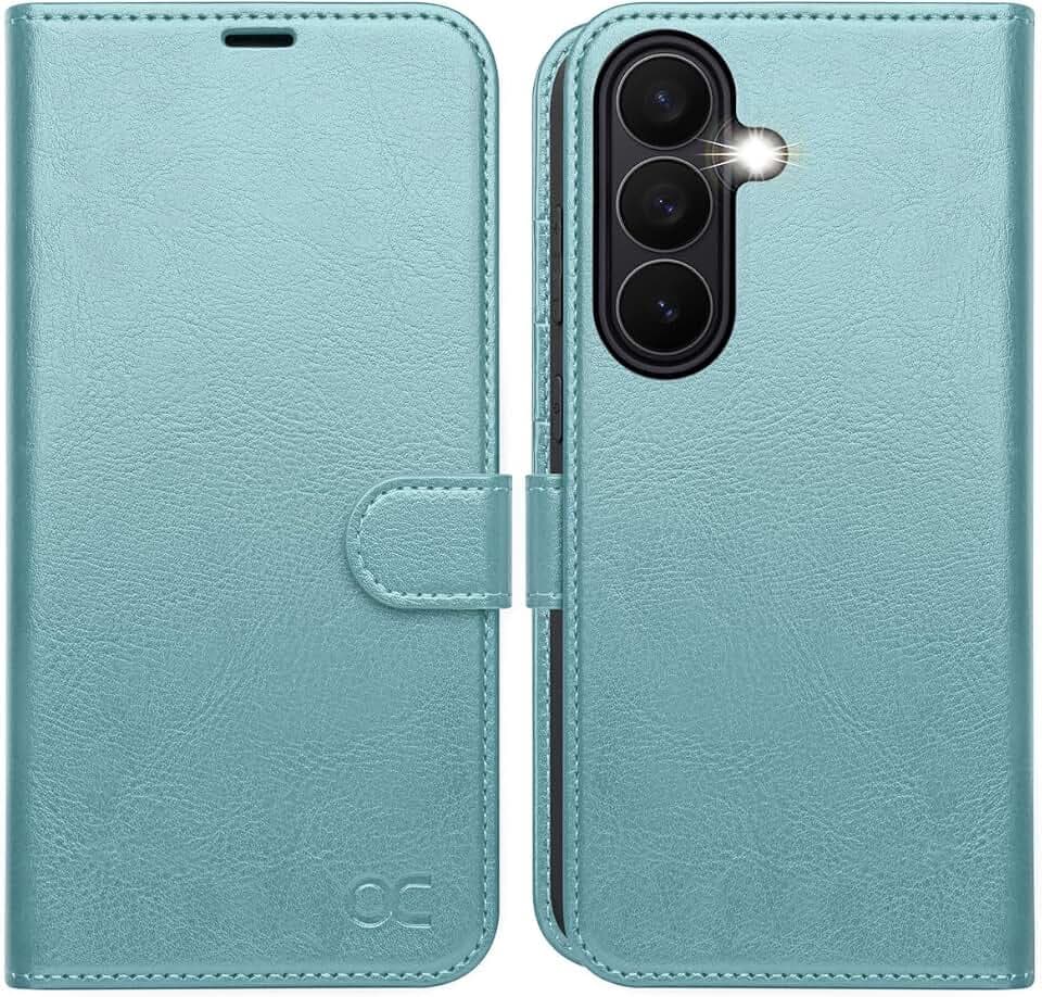 OCASE Hülle für Samsung Galaxy S26 Premium Lederhülle Eisblau