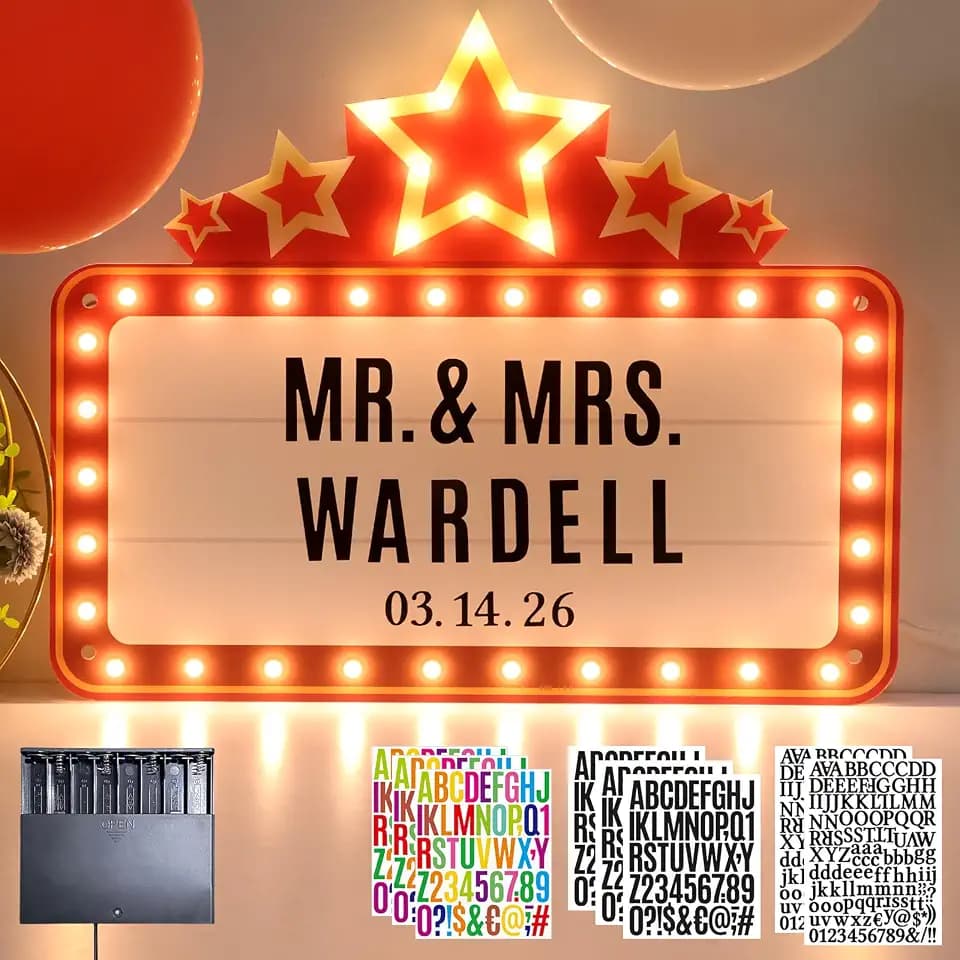 20IN Personalized LED Wedding Bottle Service Sign Marquee Letter Sign Large