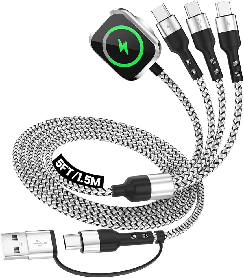 3 USB C Multi Charging Cable for Phone iWatch Charger/Car Travel Essentials