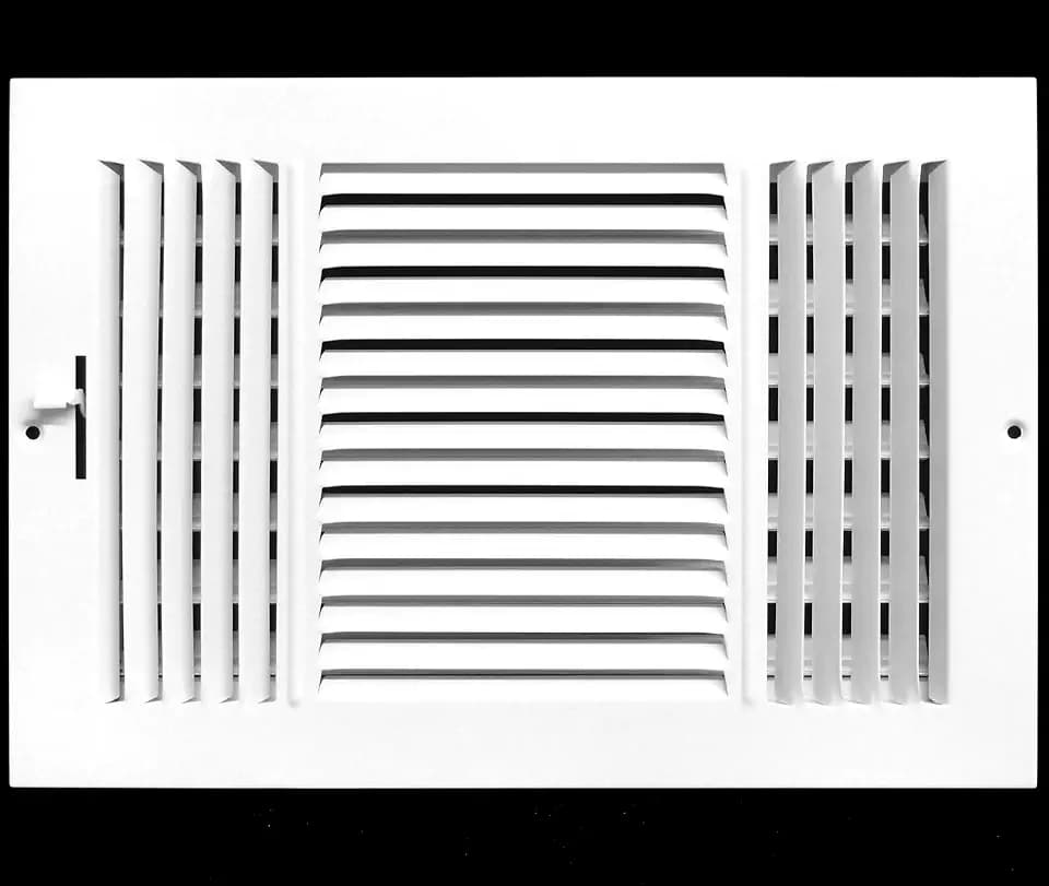 16" X 10" 3-Way AIR Supply Grille - Vent Cover & Diffuser - Flat Stamped Face - White [Outer Dimensions: 17.75"w X 11.75"h]