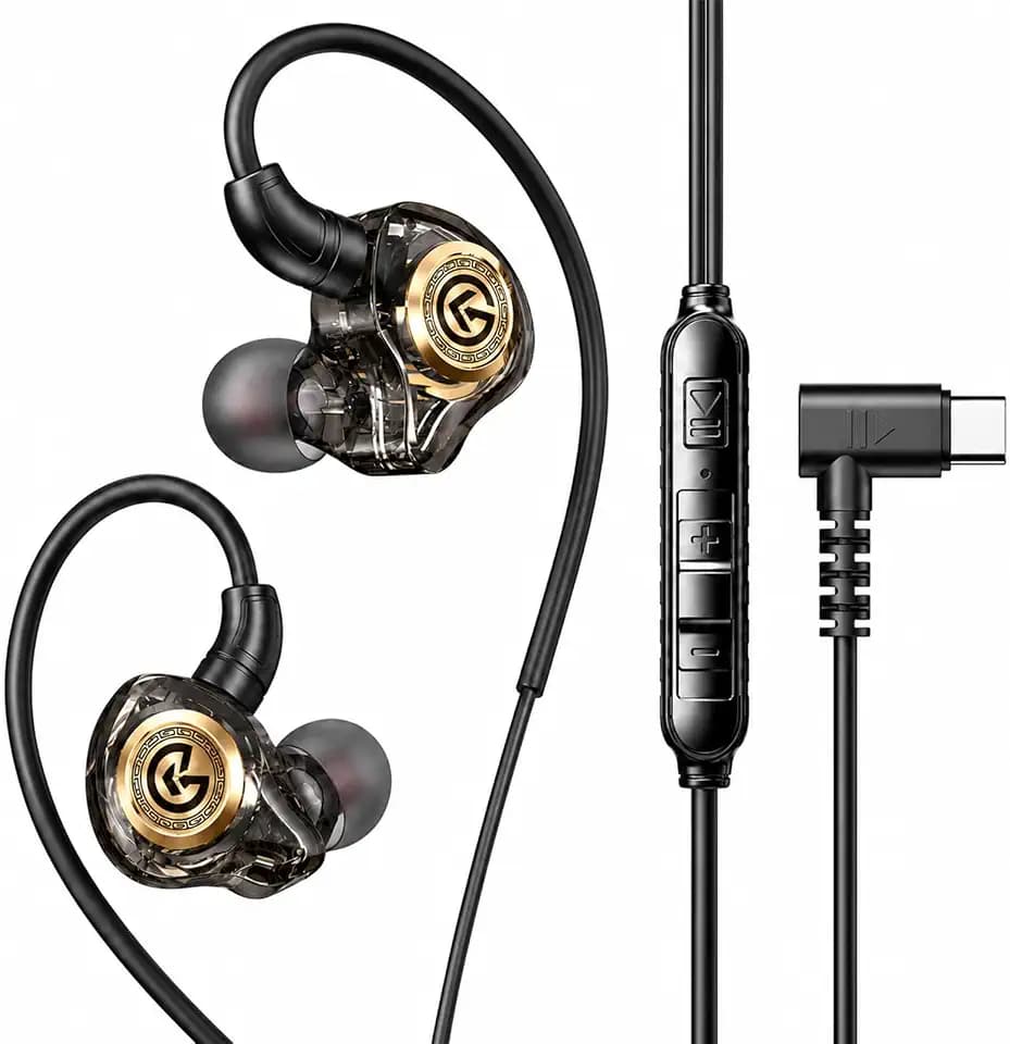 Gaming Earbuds with Mic, Wired in-Ear Gaming Headphones, 10mm Driver, 3.5mm & USB-C Options, in-Line Control, Noise-Isolating Earphones for PS5, Xbox, Switch, PC, Phone(Type-C)