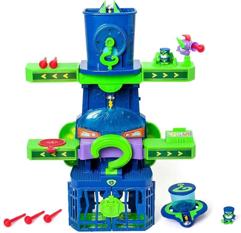 SUPERTHINGS KAZOOM Power – Enigma-Turm aus der Clan-TV-Serie Kazoom Power. Enthält 1 Enigma-Turm, 1 Exklusives Rätsel, 1 Flugzeug, 1 Gefängnis, 1 Katapult, 1 Auslöser und 3 Projektile