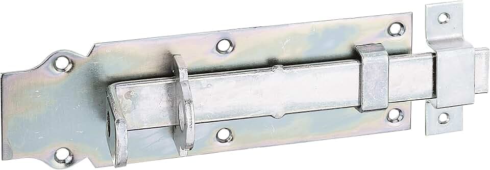 Alberts 116798 Schlossriegel | gerade, mit flachem Griff und befestigter Schlaufe | galvanisch verzinkt, dickschichtpassiviert | Platte 200 x 64 mm