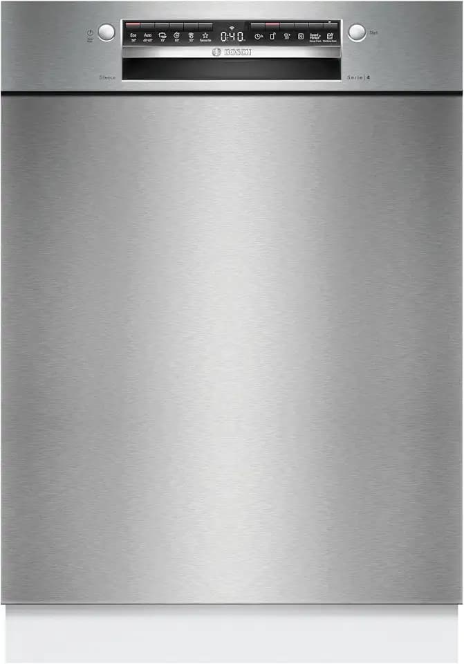 Bosch Geschirrspüler 60 cm, Unterbau, Besteckschublade, Silence Programm, Automatisierte Startzeit, Flexibilität und Komfort beim Beladen, Extra Trocknen, SMU4HVS14E, Gebürsteter Stahl
