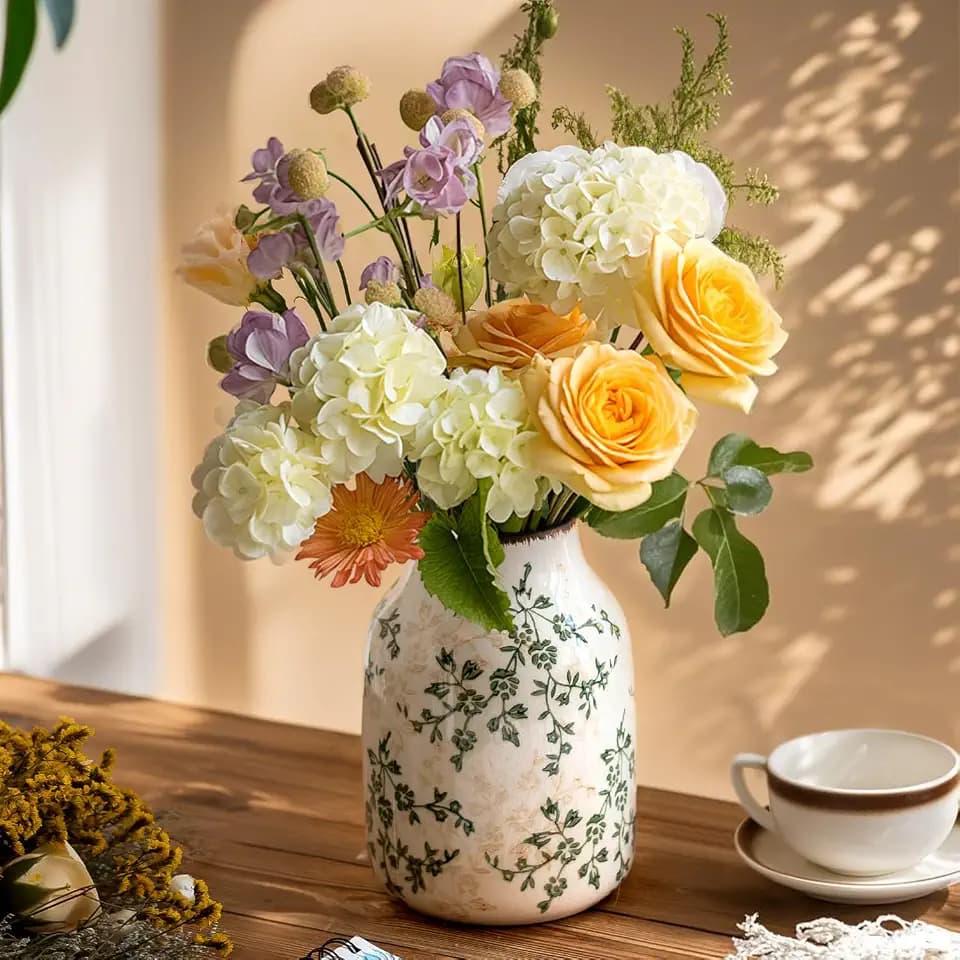 Handgemachte Keramikvase, große Blumenvase für Wohnzimmer oder Home Office