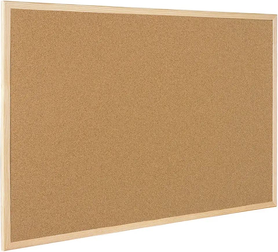 Raylu Paper® - Natürliche Korkplatte mit Rahmen aus Kiefernholz, Pinnwand mit Montageset. (60 x 40 cm)