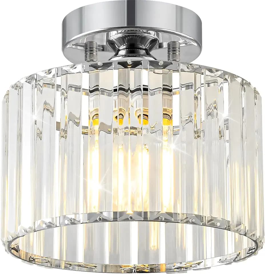 Crystal Chrome Semi Flush Ceiling Light 8.66 Inch
