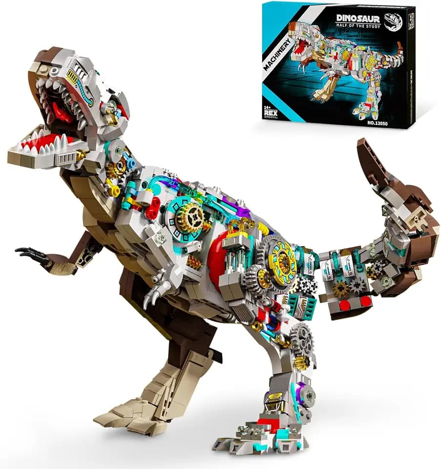Mechanical T-Rex Dinosaur Building Set with LED Lights 1388 PCS Rotatable Model Kit with Display Stand, STEM Toy & Collectible Home Decor Gift for Adults Dinosaur Toys for Kids 8-12