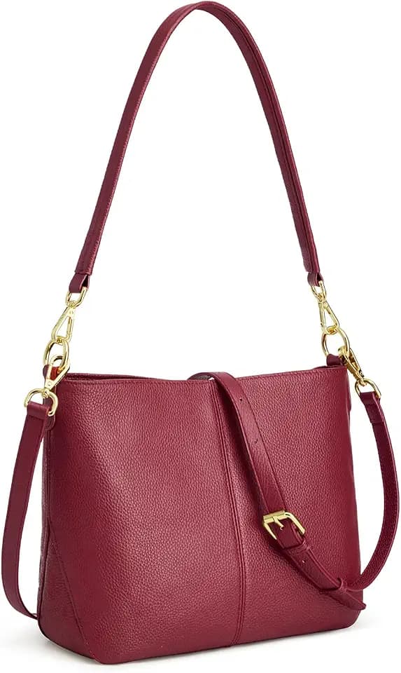 Kattee Leather Crossbody Purse,Handbag Hobo Bag with 2 Straps,Red