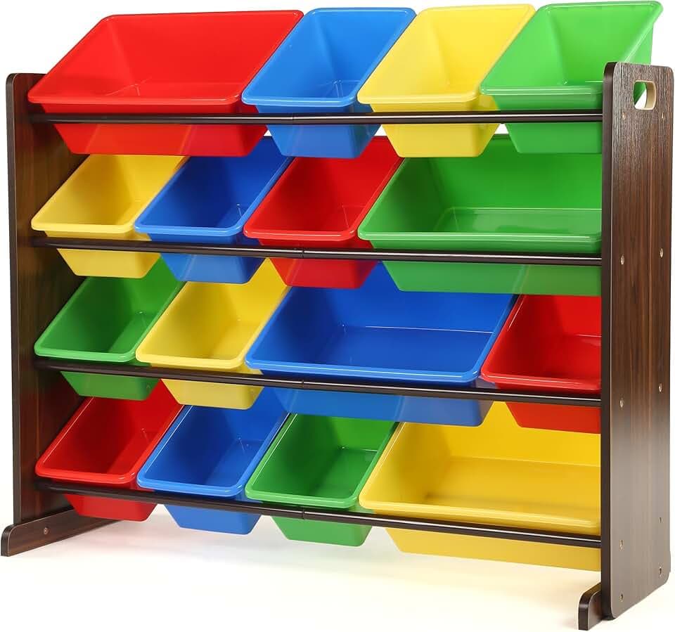 Humble Crew Kids Toy Organizer with 16 Bins, 4 Tier Storage for Playroom