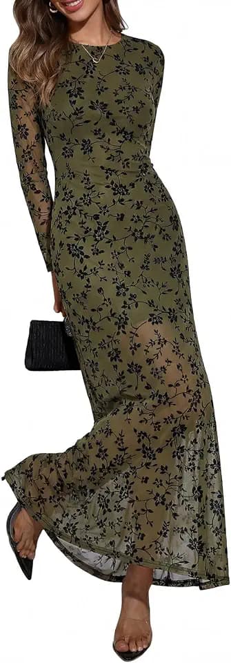 Verdusa Women's Fall Wedding Guest Dresses Long Sleeve Formal Dress