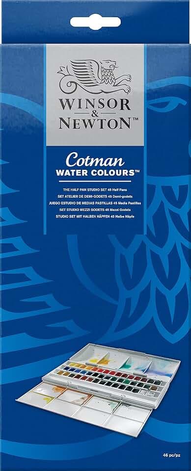 Winsor & Newton Cotman Watercolor Paint Set, 45 Half Pan Studio Set